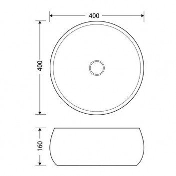 Countertop washbasin okrągłaCorsan 400x400x160mm, white