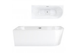 Bathtub freestanding corner Corsan Intero , 160x74cm, lewostronna, korek klik-klak chrome, white