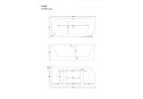 Bathtub freestanding corner Corsan Intero , 160x74cm, lewostronna, korek klik-klak black, white