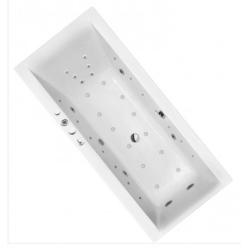 Bathtub rectangular Ruben Kama white, 180 x 80 x 48 cm, white, system hydromasażu Mexus Champagne