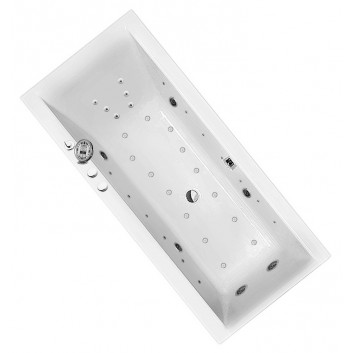 Bathtub rectangular Ruben Kama white, 180 x 80 x 48 cm, white, system hydromasażu Rexus Champagne