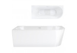 Bathtub freestanding corner Corsan Intero , 160x74cm, lewostronna, korek klik-klak white, white