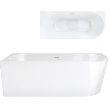 Bathtub freestanding corner Corsan Intero , 160x74cm, lewostronna, korek klik-klak white, white