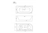 Bathtub freestanding corner Corsan Intero , 170x73cm, lewostronna, korek klik-klak chrome, white