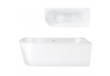 Bathtub freestanding corner Corsan Intero , 160x74cm, prawostronna, korek klik-klak chrome, white