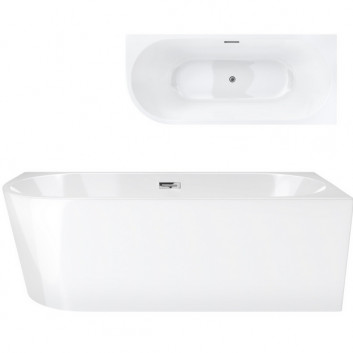 Bathtub freestanding corner Corsan Intero , 170x73cm, prawostronna, korek klik-klak white, white