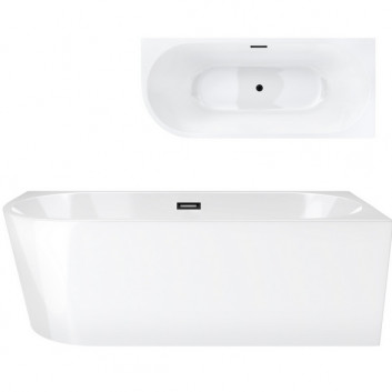 Bathtub freestanding corner Corsan Intero , 170x73cm, prawostronna, korek klik-klak chrome, white