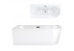 Bathtub freestanding corner z szeroką krawędzią Corsan Intero SLIM , 160x74cm, lewostronna, korek klik-klak white, white