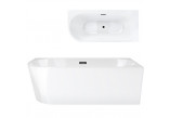 Bathtub freestanding corner z szeroką krawędzią Corsan Intero , 160x74cm, prawostronna, korek klik-klak white, white