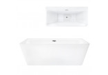 Bathtub freestanding wallmounted z szeroką krawędzią Corsan ISEO , 160x74cm, korek klik-klak black, white