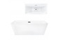 Bathtub freestanding corner z szeroką krawędzią Corsan Intero , 170x80cm, prawostronna, korek klik-klak white, white