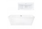 Bathtub freestanding wallmounted z szeroką krawędzią Corsan ISEO , 160x74cm, korek klik-klak black, white