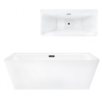 Bathtub freestanding corner z szeroką krawędzią Corsan Intero , 170x80cm, prawostronna, korek klik-klak white, white