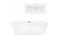 Bathtub freestanding wallmounted z szeroką krawędzią Corsan ISEO , 160x74cm, korek klik-klak chrome, white