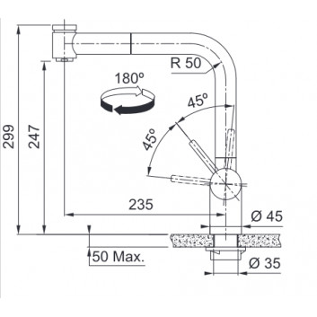 Kitchen faucet Franke Atlas Neo Pull-Out, height 297mm, obrotowa i pull-out spray, black stainless steel,