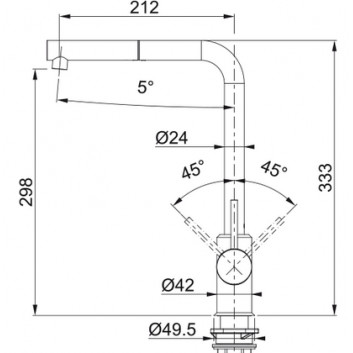 Kitchen faucet Franke Sirius L Side pull-out , height 333mm, obrotowa i pull-out spray, chrome