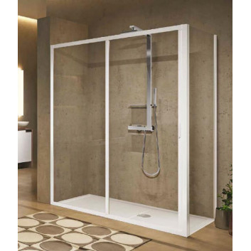 Door sliding Novellini Lunes P 78-84 cm three-piece, profil chrome, transparent glass