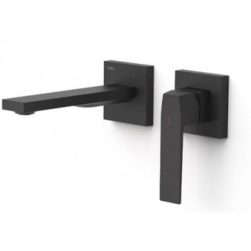Washbasin faucet single lever concealed Tres Slim, spout 180mm, black mat