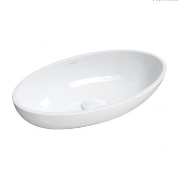 Countertop washbasin Omnires Crete Marble+ 51 x 31 cm, white shine, without overflow- sanitbuy.pl