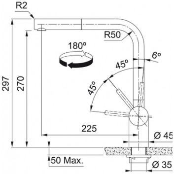 Mixer kuchena Franke Atlas Neo pull-out, height 297mm, pull-out spray, antracyt