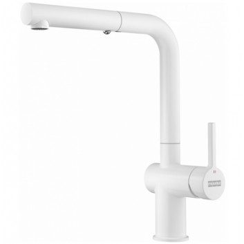 Mixer with swivel spout Franke Active J pull down spray , height 388mm, spout wyciągana, white mat