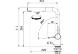 Mixer with swivel spout Franke Active J pull-out spray , height 312mm, spout wyciągana, white mat