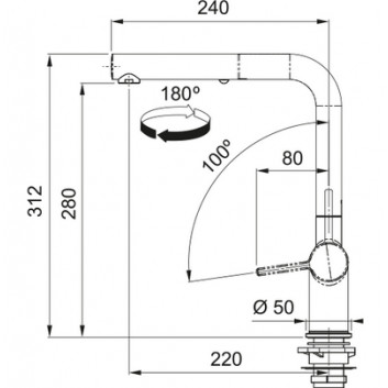 Mixer with swivel spout Franke Active J pull-out spray , height 312mm, spout wyciągana, white mat