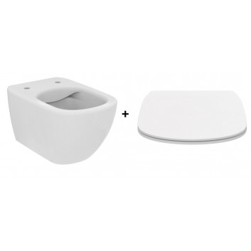 Wall-hung wc Ideal Standard Tesi New 53,5x36,5 cm, bezrantowa Rimless - white