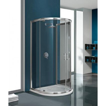 Corner shower cabin Sanplast KP4/TX5b+BPza semicircular wraz with shower tray, h.2030 mm, transparent glass, silver profile shiny