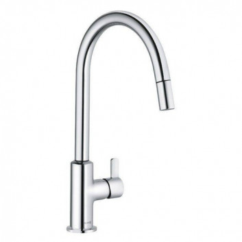 Kitchen faucet Kludi Bingo Star XS, height 370mm, wyciągana obrotowa spout, black mat/chrome