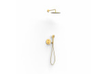 Shower set Tres 004, concealed, with head shower okrągłą 30 cm - gold mat