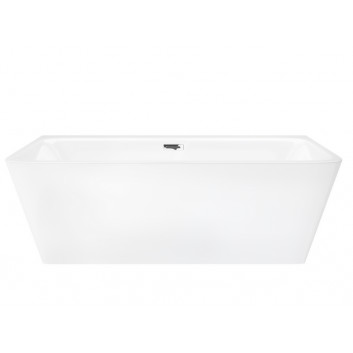 Bathtub freestanding wallmounted z szeroką krawędzią Corsan ISEO , 160x74cm, korek klik-klak white, white