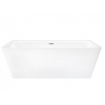 Bathtub freestanding wallmounted z szeroką krawędzią Corsan ISEO , 170x79cm, korek klik-klak white, white