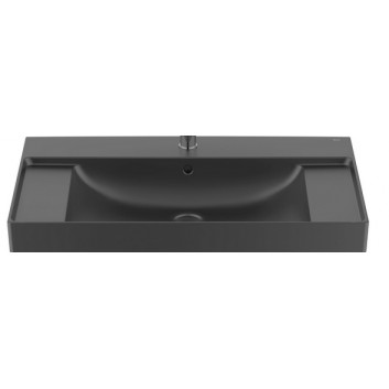 Washbasin wall mounted rectangular Roca Ona Fineceramic, 100x46cm, z overflow, black mat