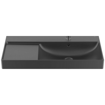 Washbasin wall mounted right, Roca Ona Fineceramic, z overflow, black mat