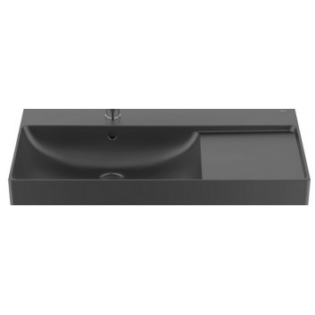 Washbasin wall mounted right, Roca Ona Fineceramic, right, z overflow, black mat