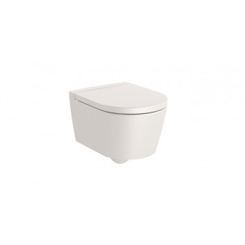 Bowl wall-hung WC Roca Debba Rimless Round, 54x35,5cm, bez kołnierza, with seat slim wolnoopadającą duroplast, white