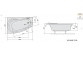 Asymmetric bathtub 170x130x50cm Polysan TANDEM R, right, white