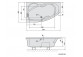 Asymmetric bathtub 160x80x44cm Polysan PROJEKTA L, left, white