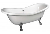 Bathtub freestanding 188x80x71cm Polysan CHARLESTON, legs chrome, white