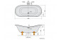 Bathtub freestanding 188x80x71cm Polysan CHARLESTON, legs white, white