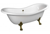 Bathtub freestanding 188x80x71cm Polysan CHARLESTON, legs bronz, white