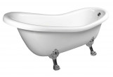 Bathtub freestanding 169x75x72cm Polysan RETRO, legs chrome mat, white