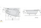 Asymmetric bathtub 158x100x43cm Polysan NAOS L, left, white