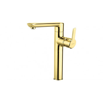 Freestanding bath mixer with shower set, Deante Arnika, gold