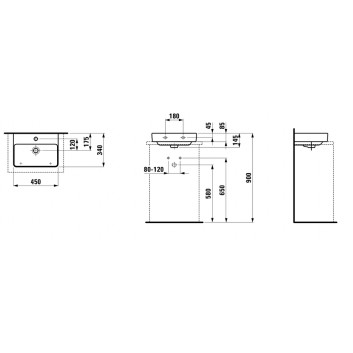 Washbasin with hole i overflow, Laufen PRO S 45x34cm, white