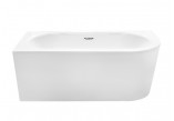 Asymmetric bathtub Besco Avita A-line with siphon z napełnieniem przez overflow, 160x75cm, left version, acrylic, white