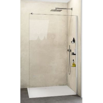 Shower enclosure freestanding 100x200cm Walk-in, Huppe Select+, transparent glass, profile color silver mat