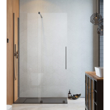 Door sliding walk-in Radaway Furo Black, left, with wall, 130x200cm, glass transparent, profil black