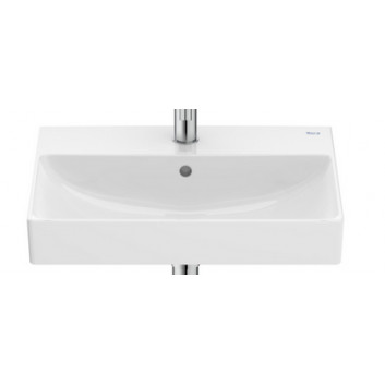 Countertop washbasin Roca 50 cm, rectangular without tap hole, FINECERAMIC - White